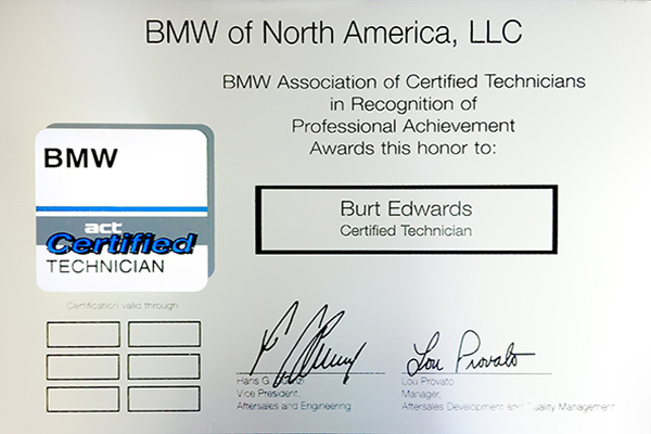 bmw certification award